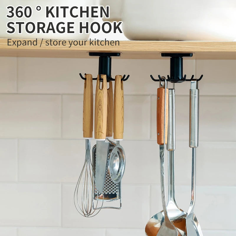 Kitchen Hooks Rotating Storage Rack